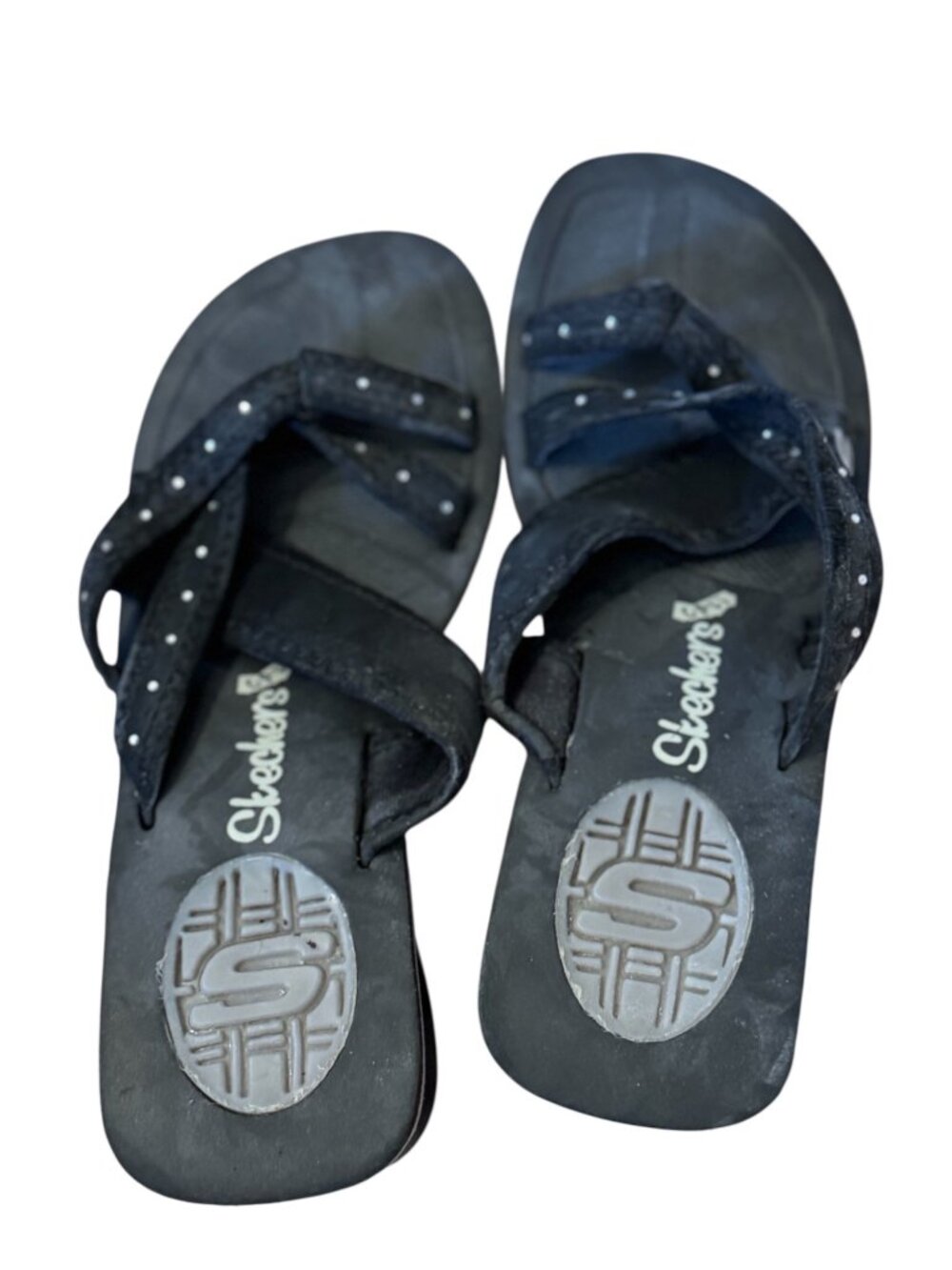 Vintage Y2K Skechers Cali Rhinestone Sandals Womens 5 Black Platform
